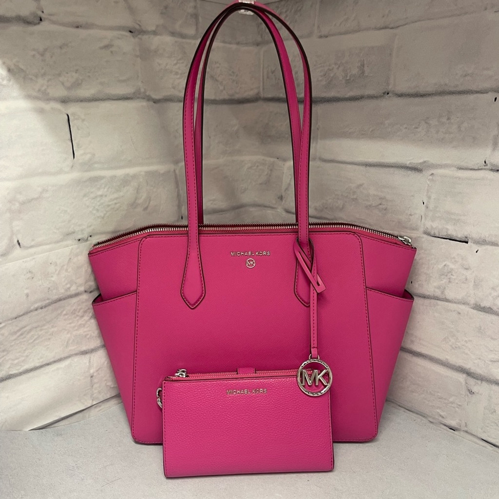 Michael Kors Marilyn Shpulder Bag & Wallet Cerise Pink - Picture 4 of 14